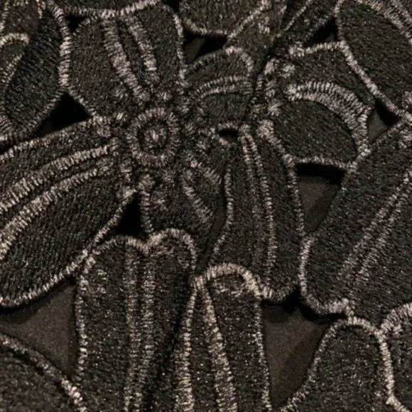 Saylor x Free People Jessa Foil Lace Dress in Black and Silver - Picture 7 of 9